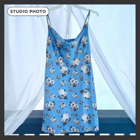 Aritzia Spencer Mini Slip Dress, Blue, XS - Picture 5 of 5